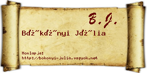Bökönyi Júlia névjegykártya